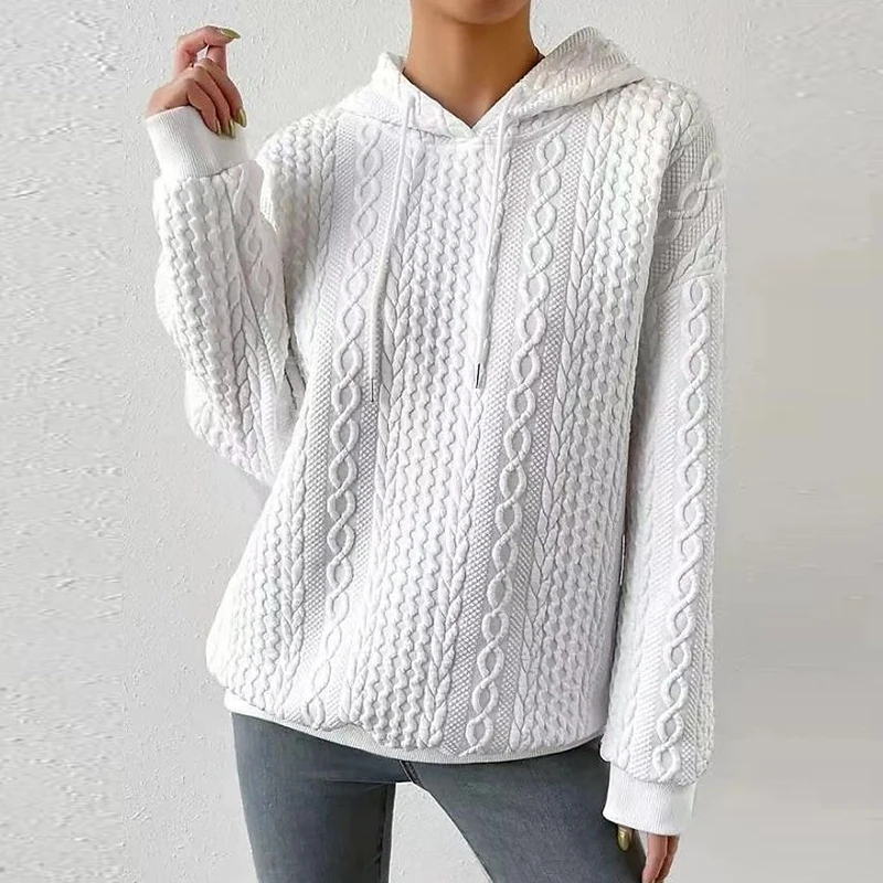 Fashion Sweatshirt Women Casual Pullover Autumn Winter Hoodies Women Sweatshirts Long Sleeve Jumper White