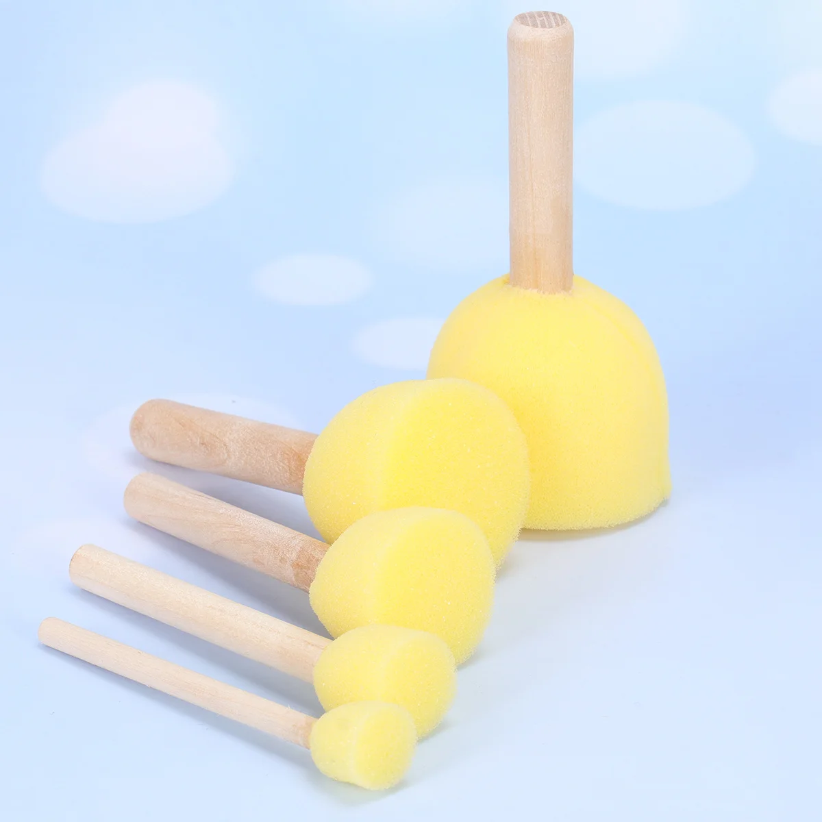 15 قطعة من فرش الإسفنج ذات المقبض الخشبي، مجموعة أدوات رسم جرافيتي ذاتية الصنع، لوازم فنية متعددة الأحجام