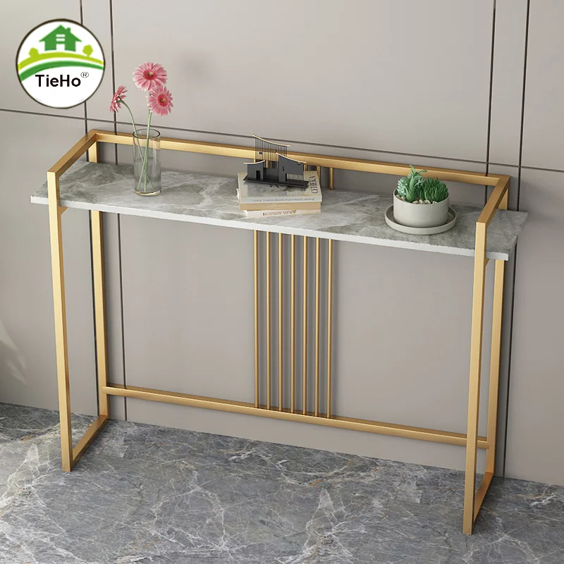 Luxury Hallway Slate Console Table Modern Minimalist Entrance Metal Long Side Table Fashionable Coffee Table Home Furniture