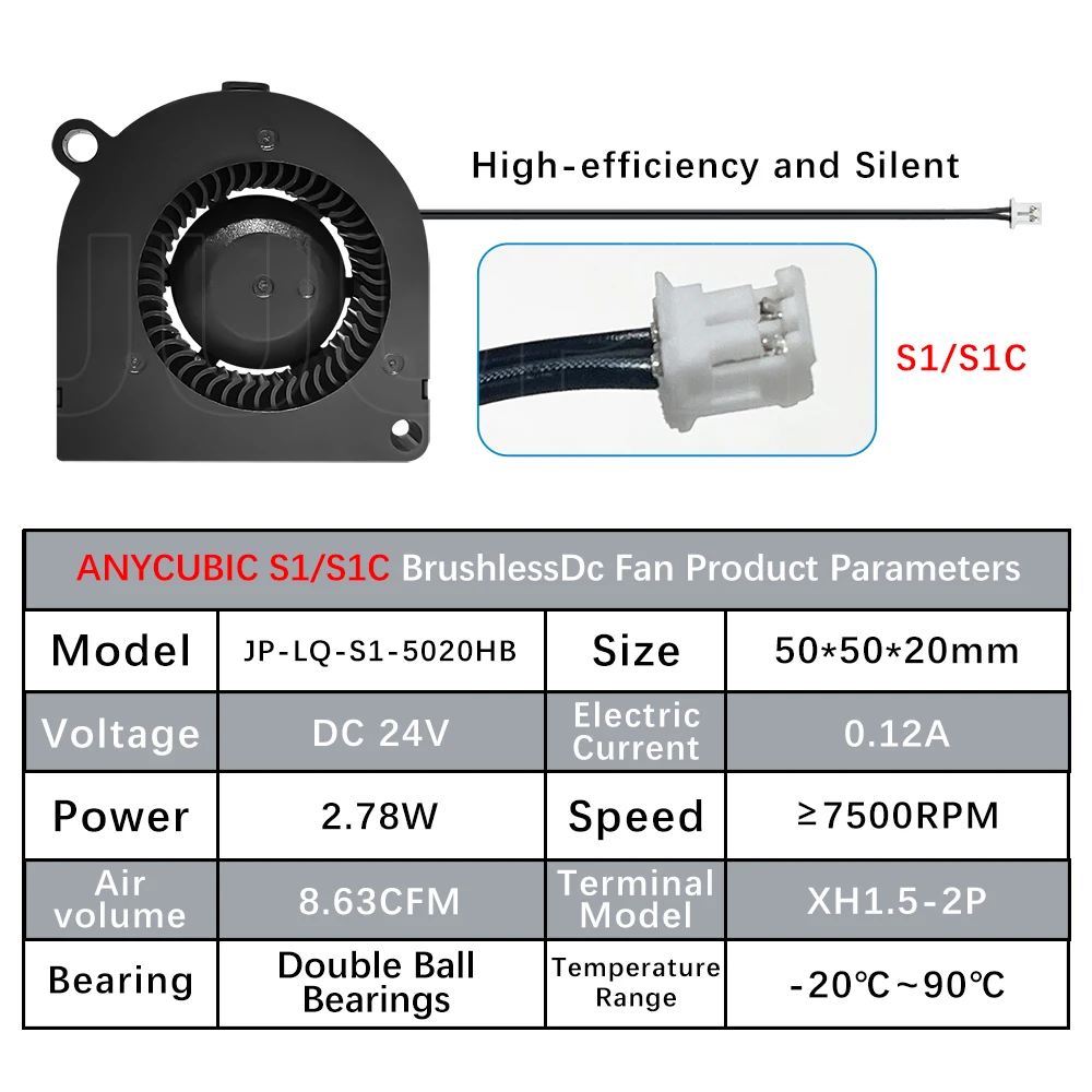 5020 Вентилятор для Anycubic Kobra S1 Hotend Радиальный вентилятор Быстрое охлаждение Вентилятор Быстрая скорость Низкий уровень шума Kobra S1 Аксессуары
