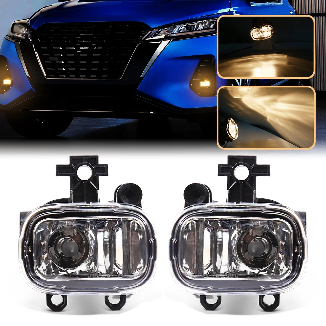 

For Nissan X-TRAIL 2021 Halogen Fog Lights High-definition Lens Automobile Repacking Yellow Foglight ABS Housing IP67 Waterproof