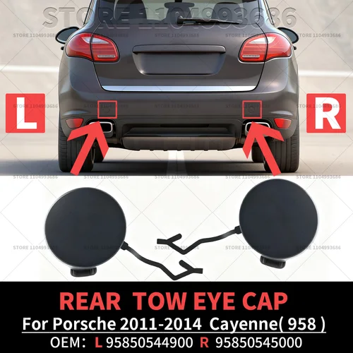 Para 2011 2012 2013 2014 Porsche Cayenne (958) tapa de ojo de remolque de parachoques trasero OEM 95850544900G2X 95850545000G2X 95850544900 95850545000