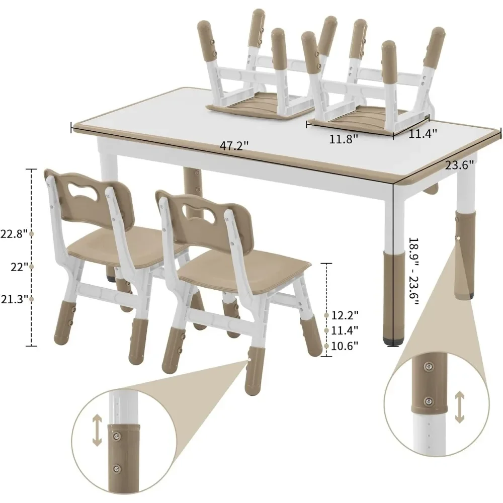 Toddler Table and Chairs Set for Kids Study Table and Chair Set, Height-Adjustable, Graffiti Desktop