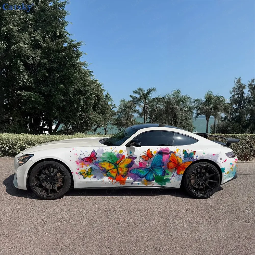 2pcs Butterflies Dance Roar, Durable, Fade-resistant, Enhance Vehicle Aesthetics With Bold Artistic Design Car Vinyl Wraps