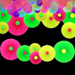 Ghirlande di ventagli di carta velina fluorescente UV Glow Party Glow in the Dark Black Light reattivo per Neon Birthday Wedding Home Decor