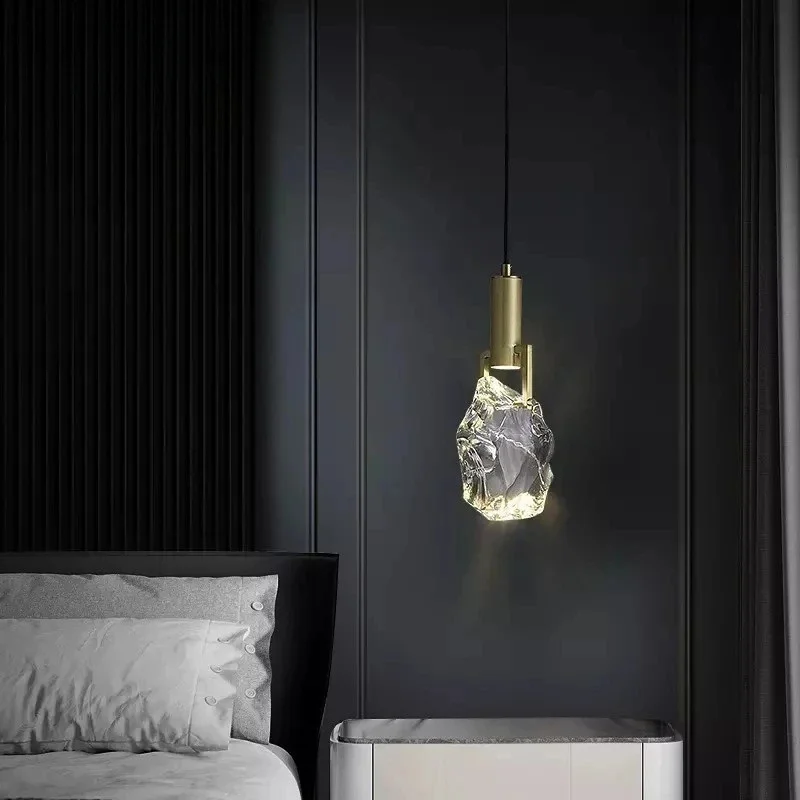 Modern Creative Crystal Stone Pendant Lamp Luxury Led Bedside Dinging Hanging Lights Nordic Home Decor Suspension Loft Lighting