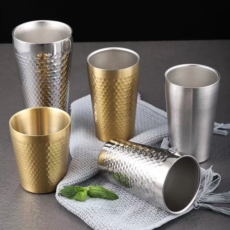 Accesorios de cocinas botella de agua taza copo inox tazas de acero inoxidable oro/plata grandes vasos para beber
