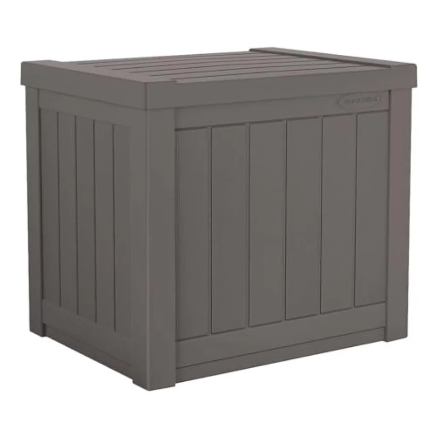 

22-Gallon Small Deck Box - Lightweight Resin Indoor/Outdoor Storage Container and Seat for Patio Cushions and Gardening Tools -