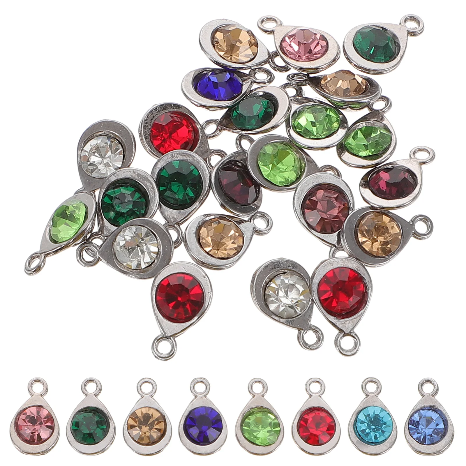 

48 Pcs Glass Drill Pendant Necklace Diy Gems Stainless Steel Bracelet Earrings Jewelry Accessories Charm Craft Project