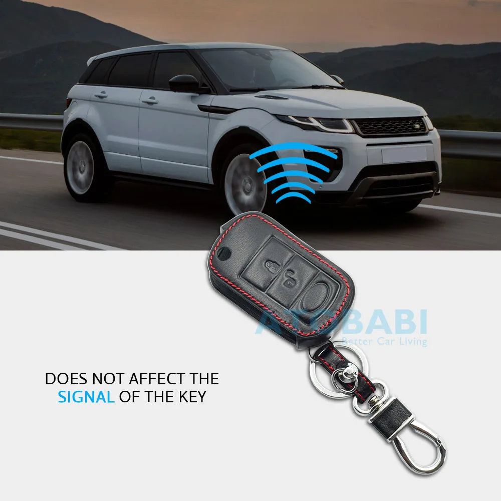 Leather Car Key Case For Land Rover Range Rover Sport LR3 Discovery 3 Buttons Folding Remote Fob Protector Cover Keychain Bag