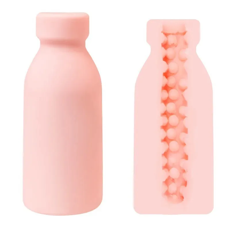 Milk Bottle Shape Male Masturbation Cup Silicone Masturbator Soft Emulational Vaginal Bulge Portable Manual Sex Toys for Man