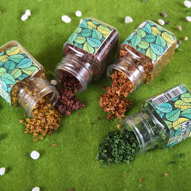 Miniatur daun statis 56ml, 4 botol DIY Model simulasi pohon jatuh daun DIY lanskap tanaman