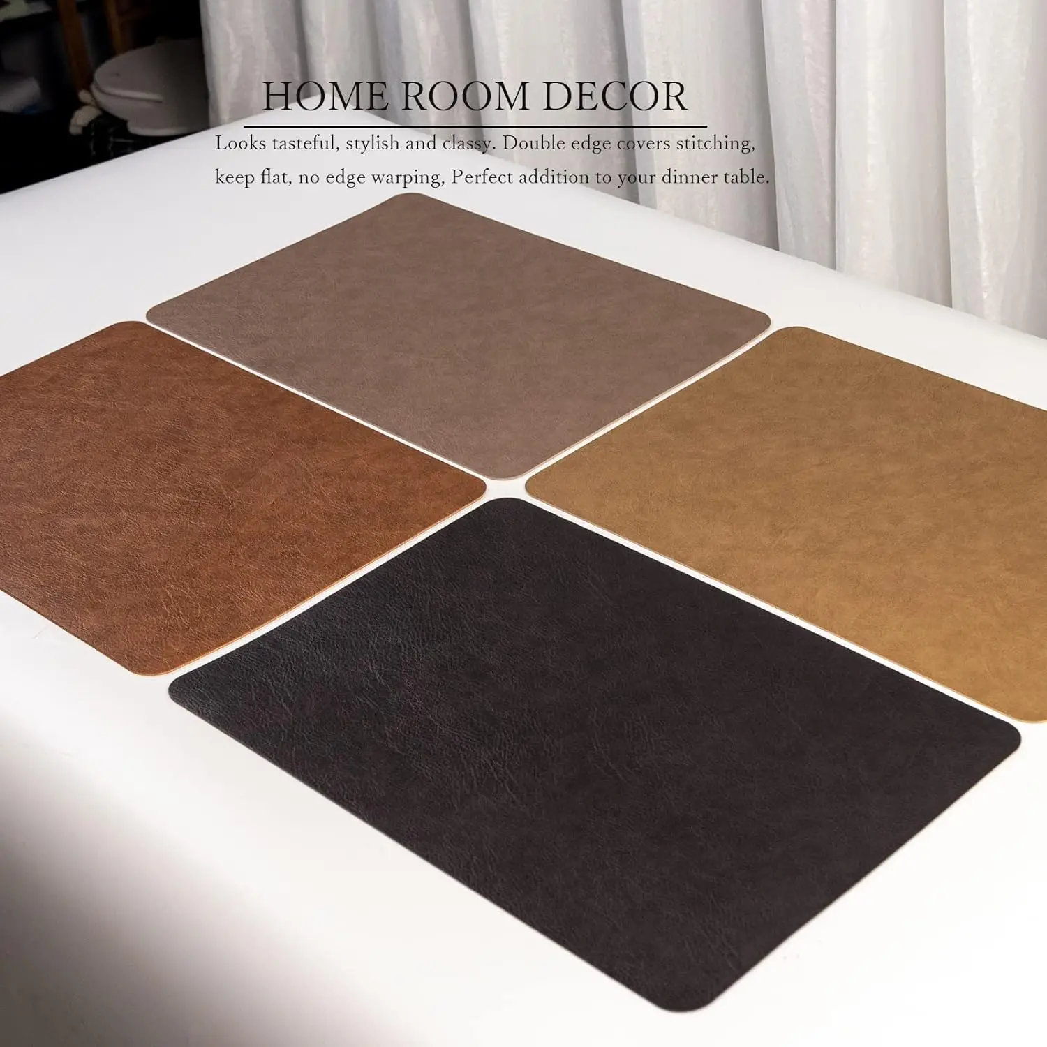 1/4/6pcs Home Kitchen Heat Resistant Leather Placemats Cafe bar Cleaning Wipeable Washable Place Mat Indoor Outdoor Mats & Pads