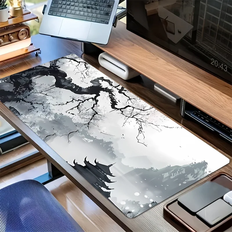 

An extra-large mouse pad featuring an ink landscape print, available in multiple sizes non-slip pad provides a smooth surface