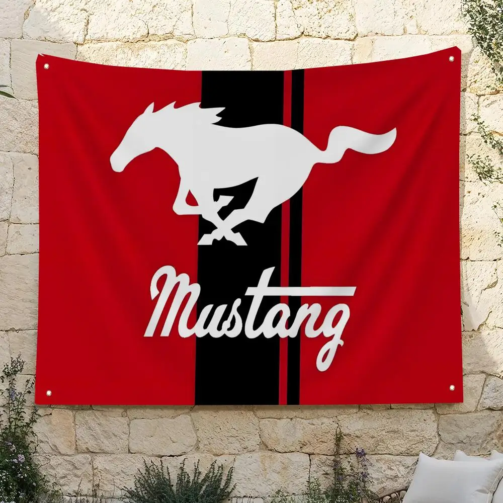 F-Ford Mustang Flags Home Yard & Garden Decor Banner - Indoor Outdoor Wall Hanging Flag