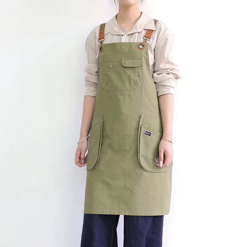 

Embroidered Apron For Chefs Catering Kitchen Canvas Coffee Shops Waiters Work Vests