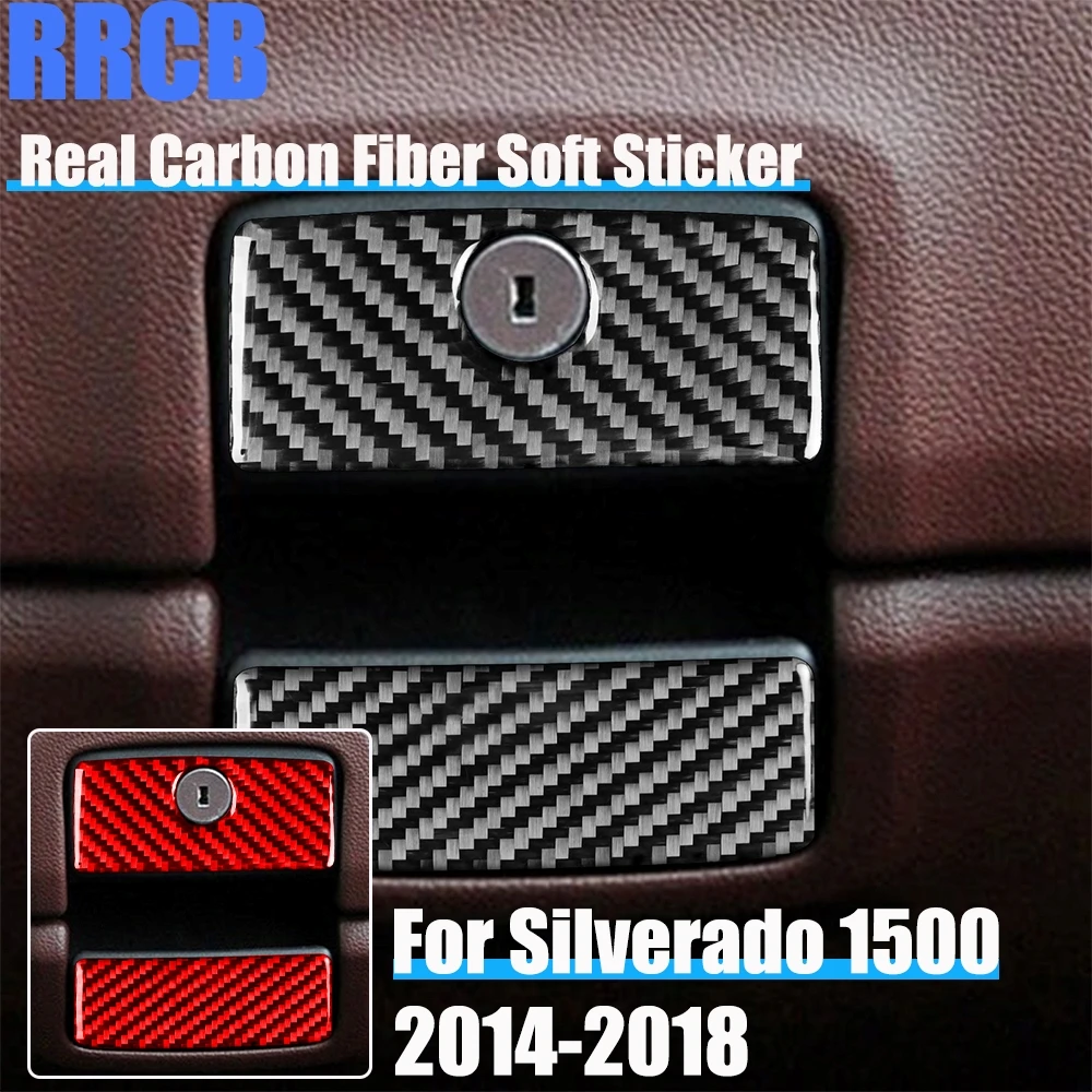 

Carbon Fiber Car Accessories Glove Storage Handle Soft Cover Sticker For Chevrolet Silverado 1500 For GMC Sierra 1500 2014-2018