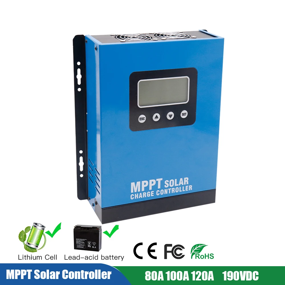 MPPT 80A100A120A Solar Charger Controller 12V 24V 36V 48V Auto Lifepo4 Battery Charger Solar Panel Regulator Max PV Input 190VDC