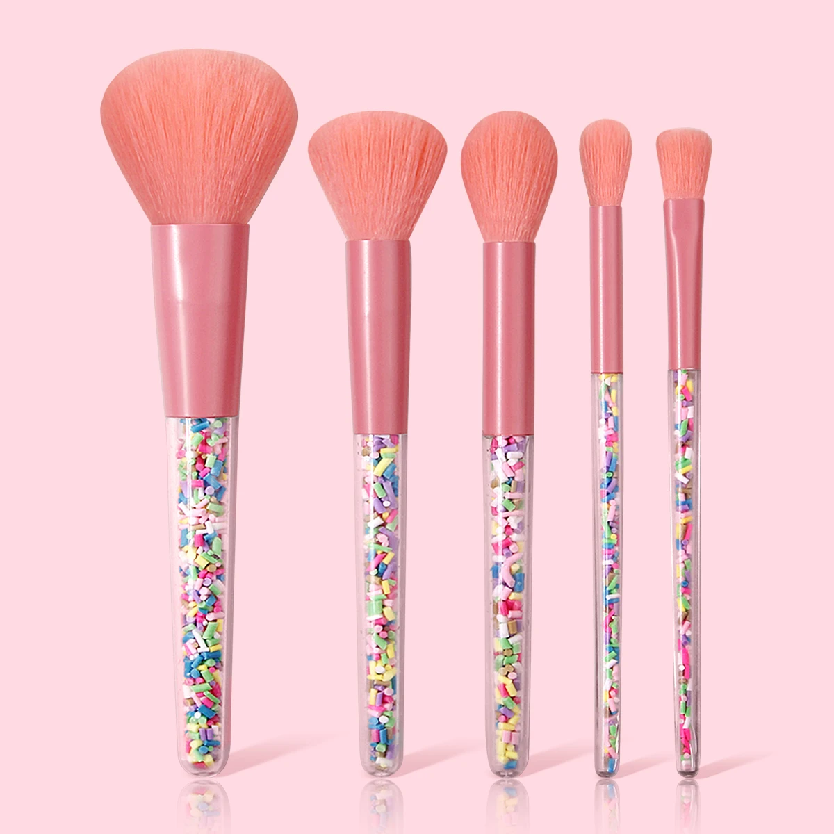 5PCS Candy Makeup Brushes Set Pink Soft Synthetic Brushes for Foundation Eyeshadow  Hot Sale  Soft Fluffy Brushes for Face & Eye