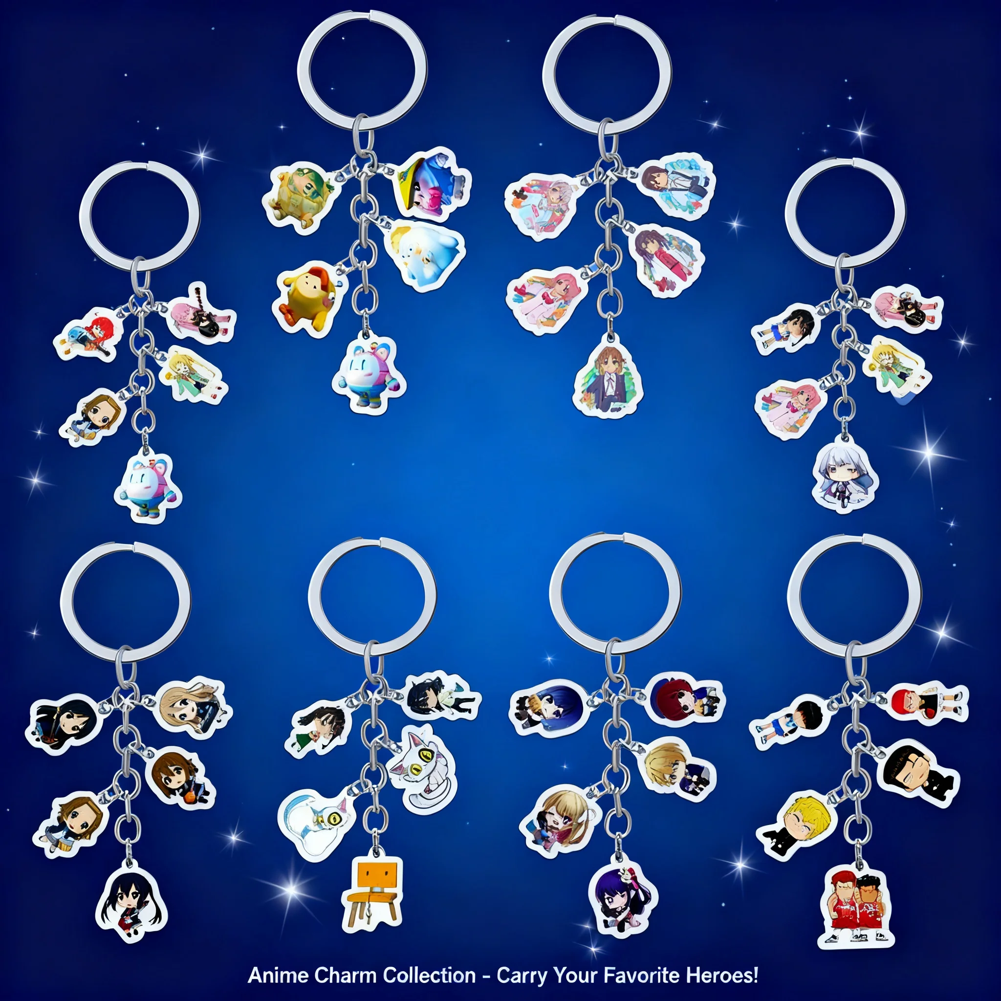 Conjunto de Chaveiros de Anime Spy x Family Chainsaw Man Attack on Titan Jujutsu Kaisen Demon Slayer My Hero Academia One Piece Naruto