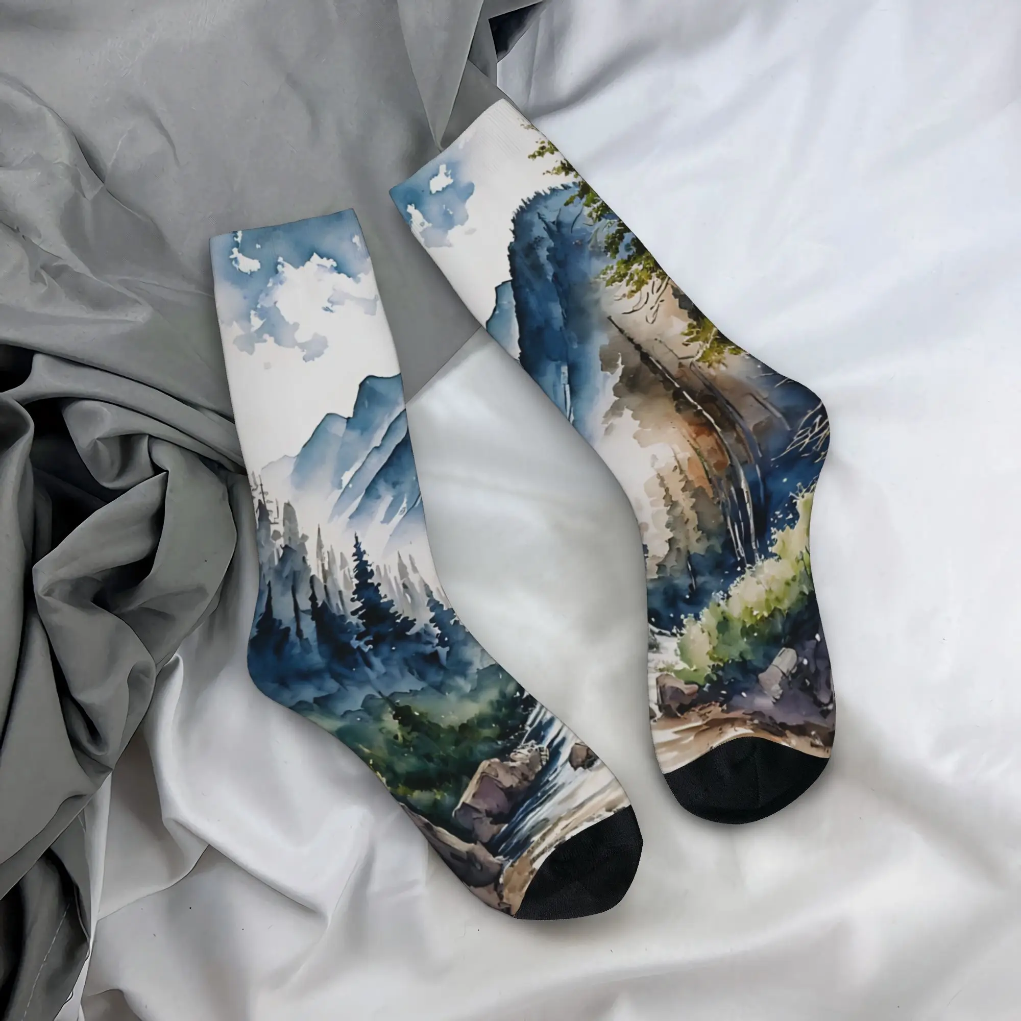 

Men Socks Mountain Morning Stockings Anti Skid Medium Soft Socks Autumn Harajuku Custom Climbing Socks