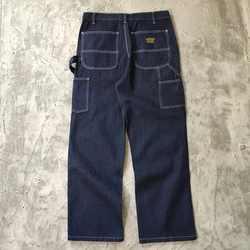 13.5oz Original Color Washed Denim Workwear Jeans Multi Pockets Logging Heavyweight American Retro Outdoor Loose Straight Pants