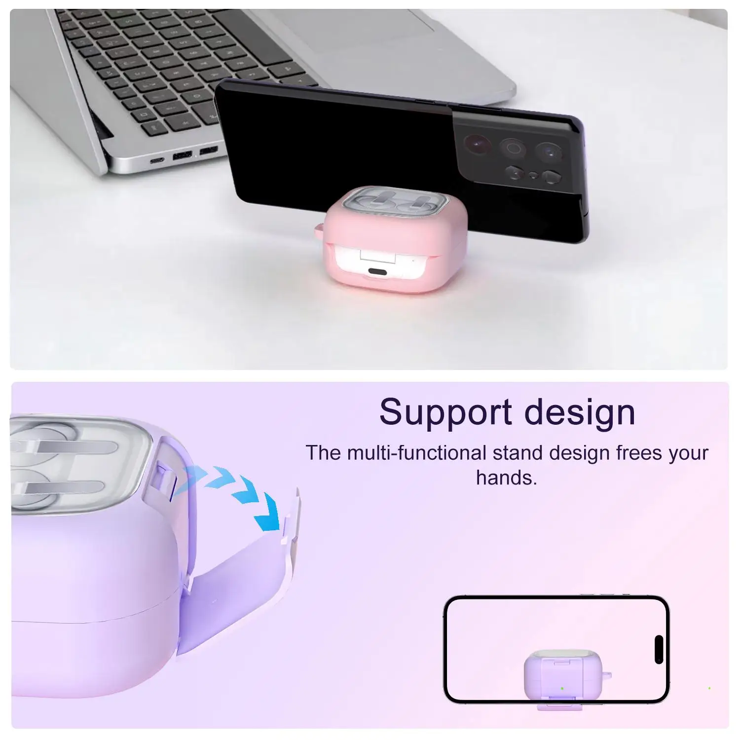 For Samsung Galaxy Buds4 / 4 Pro XDcase Clear Window PC Earphone Case with Holder & Keyring