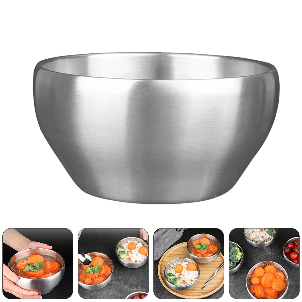

2Pcs Stainless Steel Bowls 15cm Multipurpose Salad Soup Rice Noodle Bowls for Home Restaurant Catering Rice Bowl