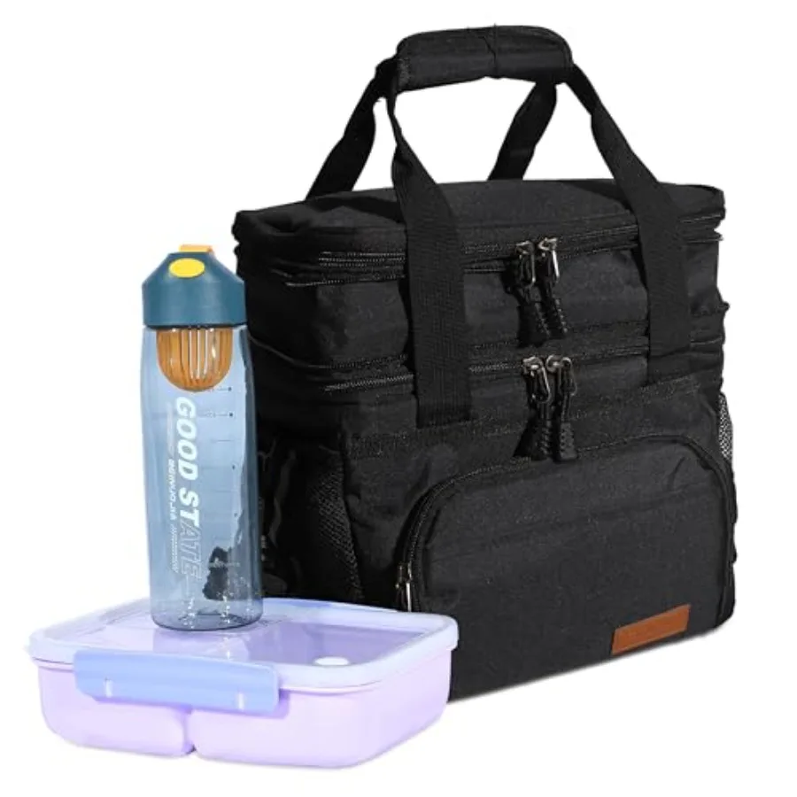 

Lunch Box for Men and Women 3in1 Bento Box Bottle Combo Expandable 16L Double Deck Insulated Lunch Bag for Office Picnic Trips