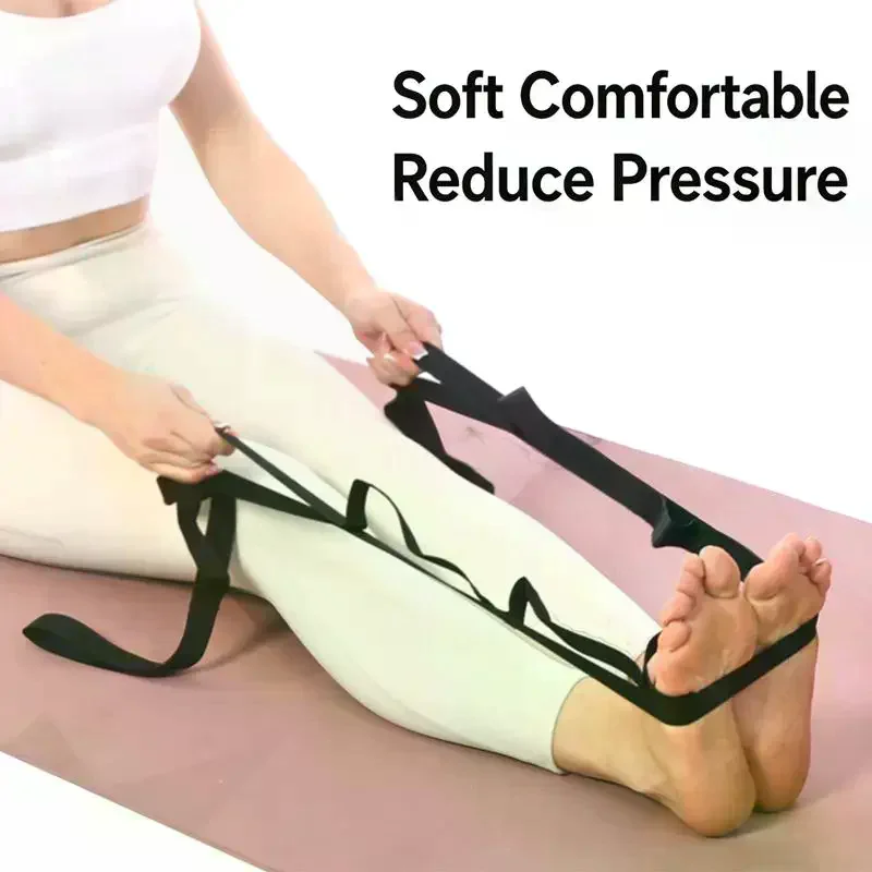 1Pcs Non Elastic Yoga Stretching Strap Multi Loops Adjustable Assist Band For Fitness Leg Stretch Physical Therapy Training