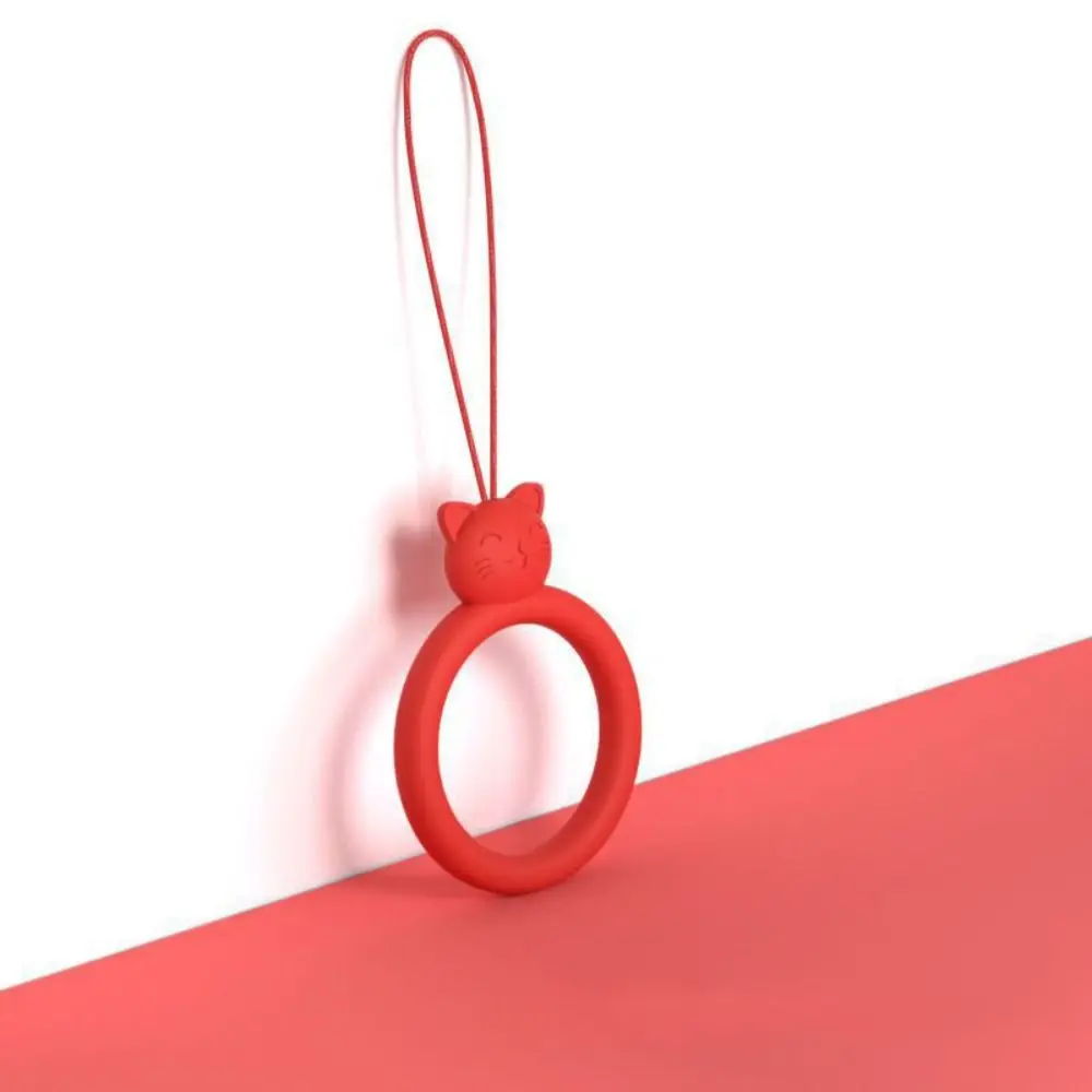 

Cartoon Cat Mobile Phone Pendant Finger Ring Silicone Short Lanyard Silicone Pendant Ring Multicolor Anti-lost Mobile Phone Case