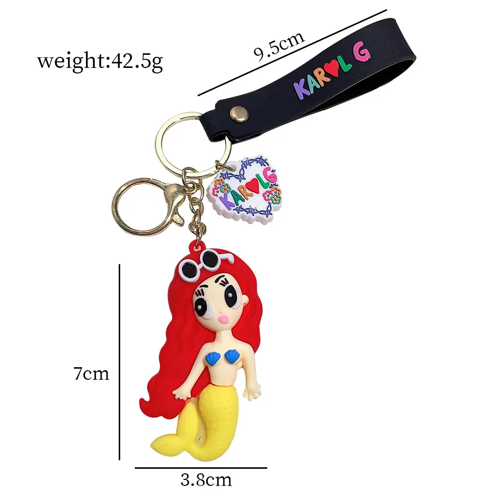 Cartoon Singer Karol G Silicon Doll Pendant Keychains Car Key Chain Keyring For men Women Phone Bag Ornament Jewelry Fans Gifts