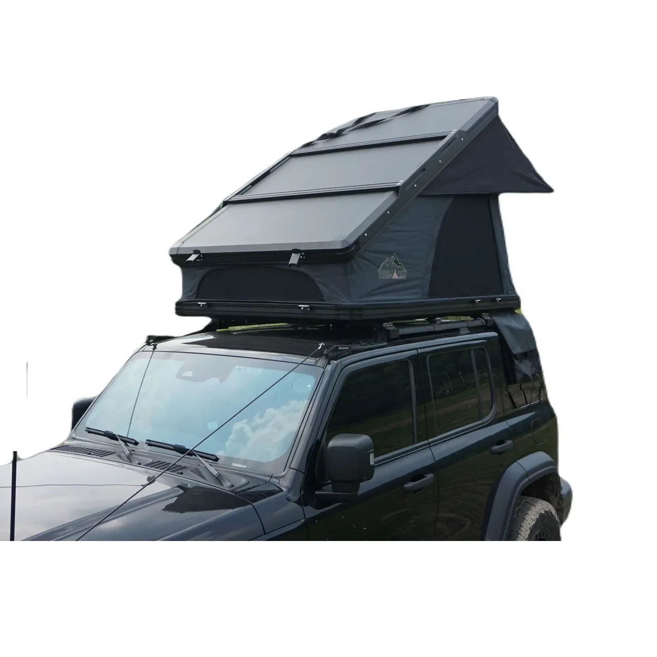 2024 Outdoor Camping Wholesale Custom OEM ODM Hard Shell New 3-4 Person X Hinge Rooftop Tent Aluminum Car Roof Tent