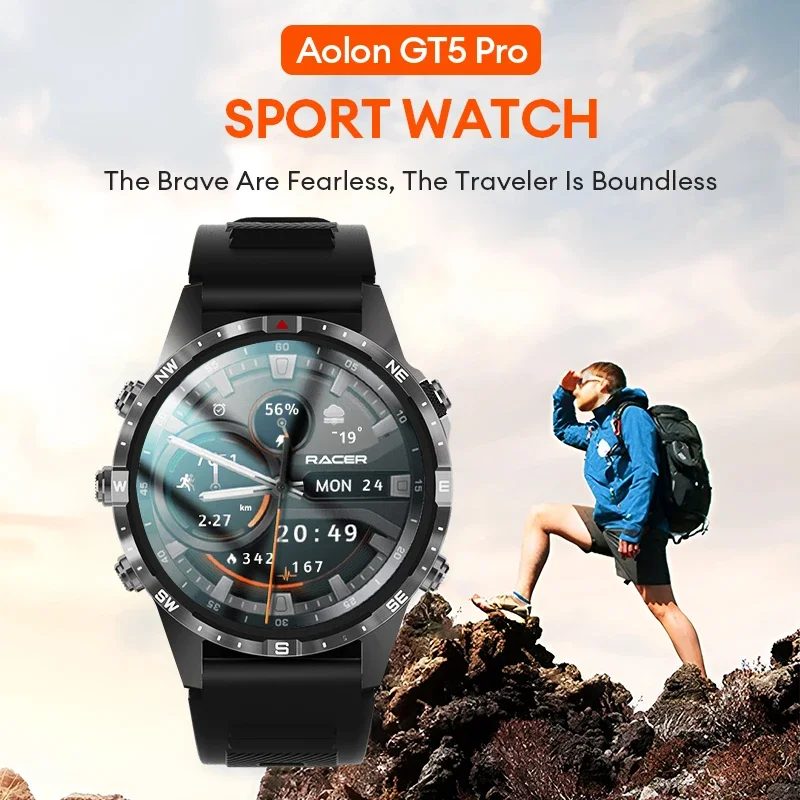 KHwatch GT5PRO Herrenuhren 1,6 Zoll großer Bildschirm Bluetooth-Anruf 100+ Sportmodi IP67 Sport wasserdichte Uhren 340 mAh für Jungen und Teenager