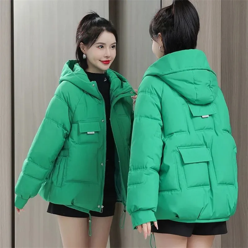 Parka à capuche rembourrée en coton pour femme, manteau basique, veste épaisse, chaud, mode féminine, hiver, nouveau, 2023