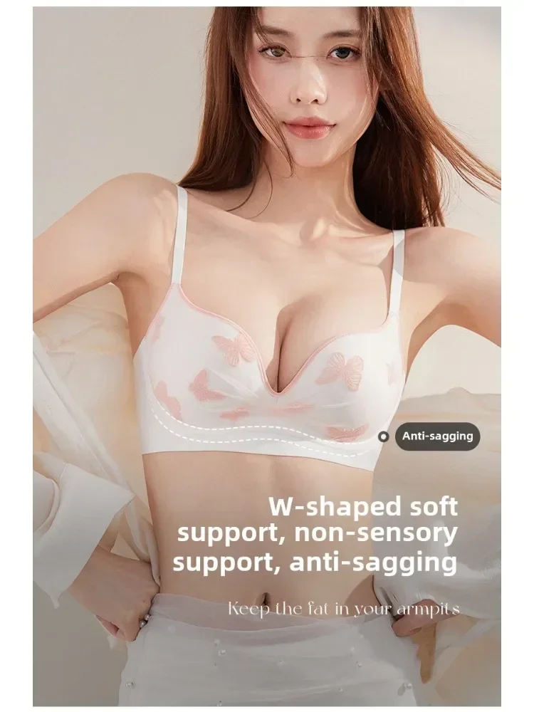 MOYISU Small Breasts Pull Together To Show Large Lingerie Women French Embroidery Lace Sexy Sweet Hot Wind Bra Cover