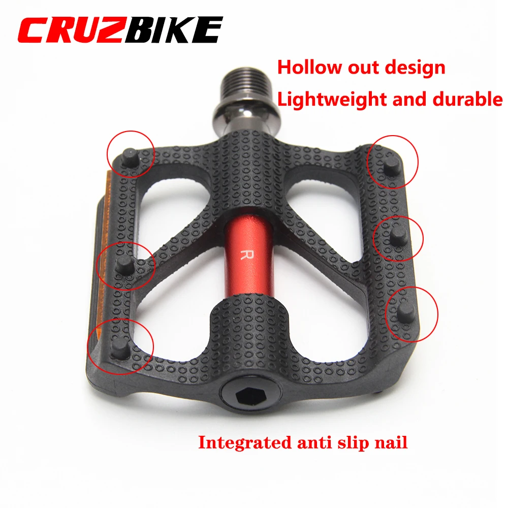 CRUZbike Ultralight Children\'s M14 Bicycle Pedals Anti-Slip Reflector Warning Kids Bike Pedals 14mm Flat Pedal Cycling Parts