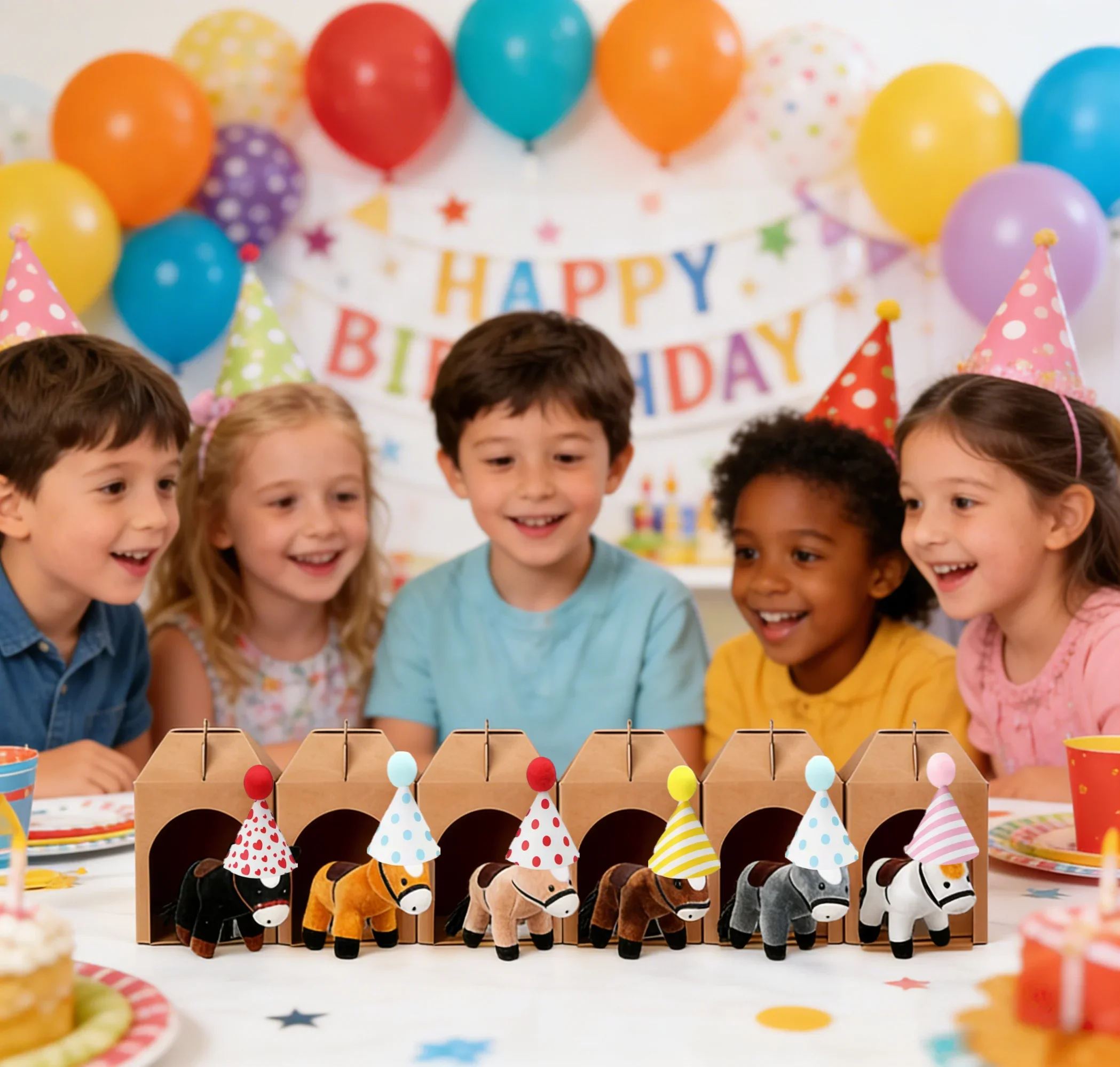 6-30Set Adopt a Horse Party Favors 4inch Horse Stuffed Animal Horse Toys Plush for Birthday Adopt a Pony Party Decoration