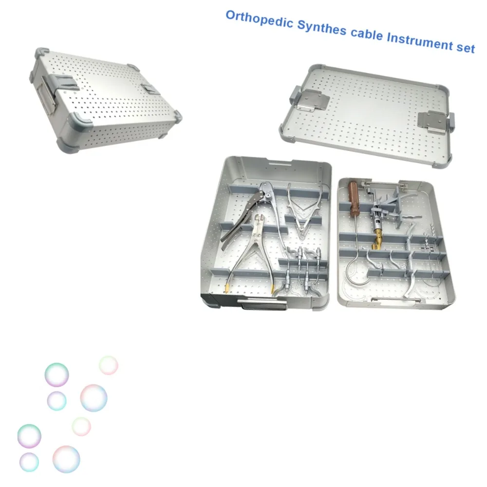 Set de Instrumentos Ortopédicos Synthes: Cable Ortopédico, Pasador de Alambre de Acero Inoxidable, Tenazas de Ajuste, Instrumento Quirúrgico