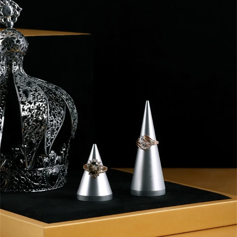 4.5*3cm Silver Metal Ring Labe Holder Vertical Creative Ornament Rack Supporting Jewelry Store Display Rack