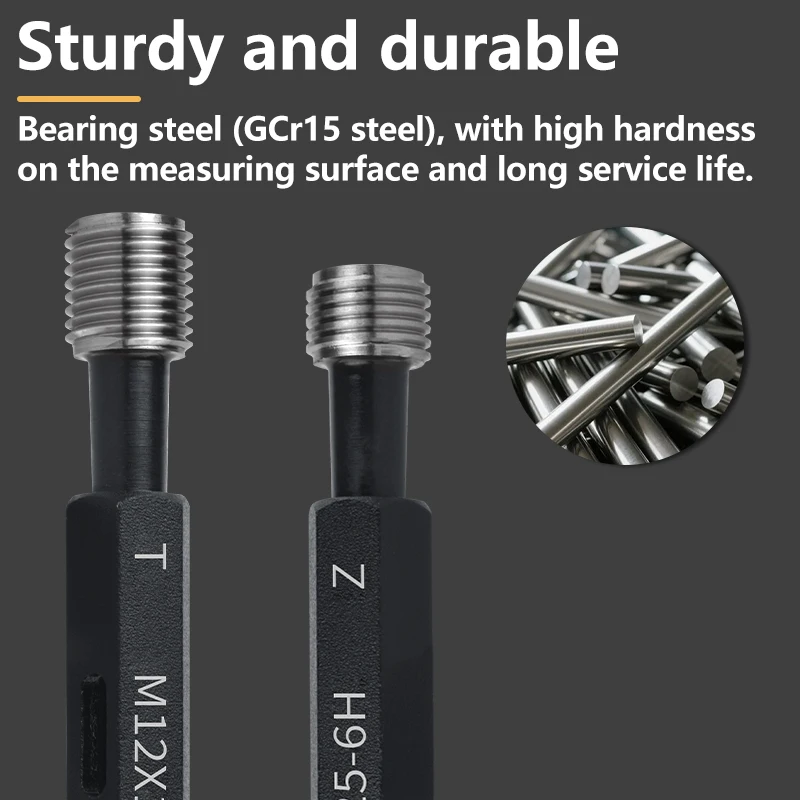GULING 1PCS 6H M19-M27 Thread Plug Gauge High Precision GO/NO GO Gage Metric Gauge 6H Precision Internal Screw Gage Test Tool