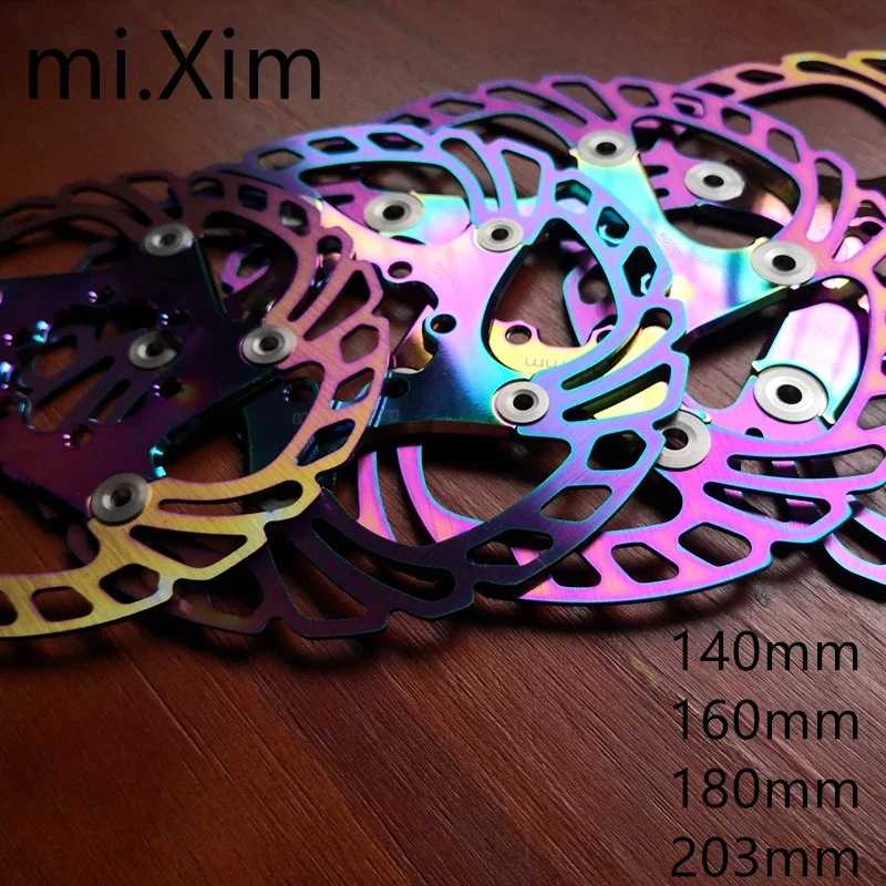 New road Mountain bike brake rotor Strong heat dissipation floating rotor 140/160/180/203mm MTB disc brake pad Rainbow colors