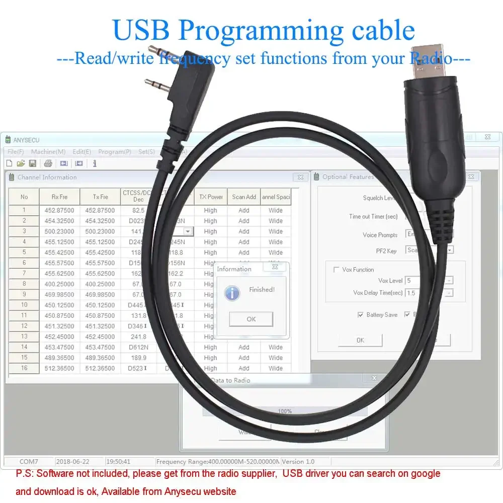 

ANYSECU USB K1 Plug PC Programming Cable for Baofeng 2-Way Radio UV-5R BF-888S ANYSECU TYT Quansheng TH-UV8000D