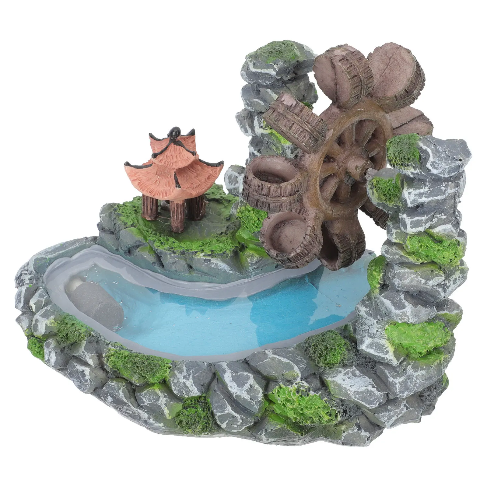 

Resin Creative Waterwheel Fish Tank Mountain Compact Lightweight Decorative Aquarium Ornament Wear-Resistant Natural Lively Fish