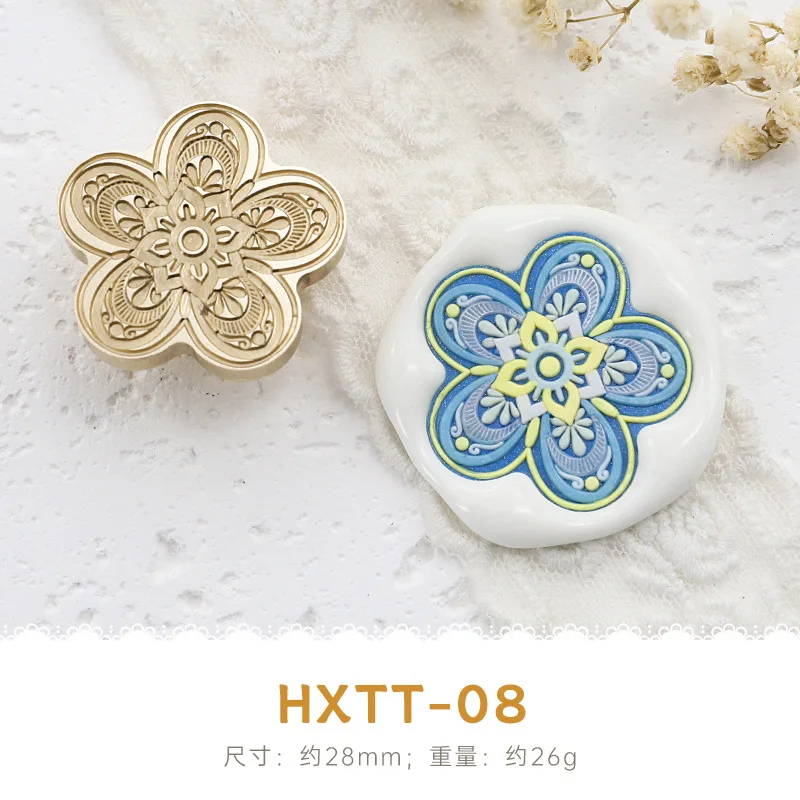 Bloemvormige Lakzegel Stempel Hoofd Bloemen Serie Lakzegel Koperen Kop Plant Theekopje Konijn Vlinder Kraan Lakzegel Stempel Hoofd
