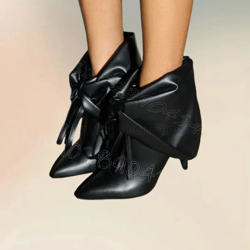 

Black Strappy Turned Over Pointed Toe Ankle Boots Slip On Women Shoes Thin High Heels New Party Banquet 2026 Zapatos Para Mujere