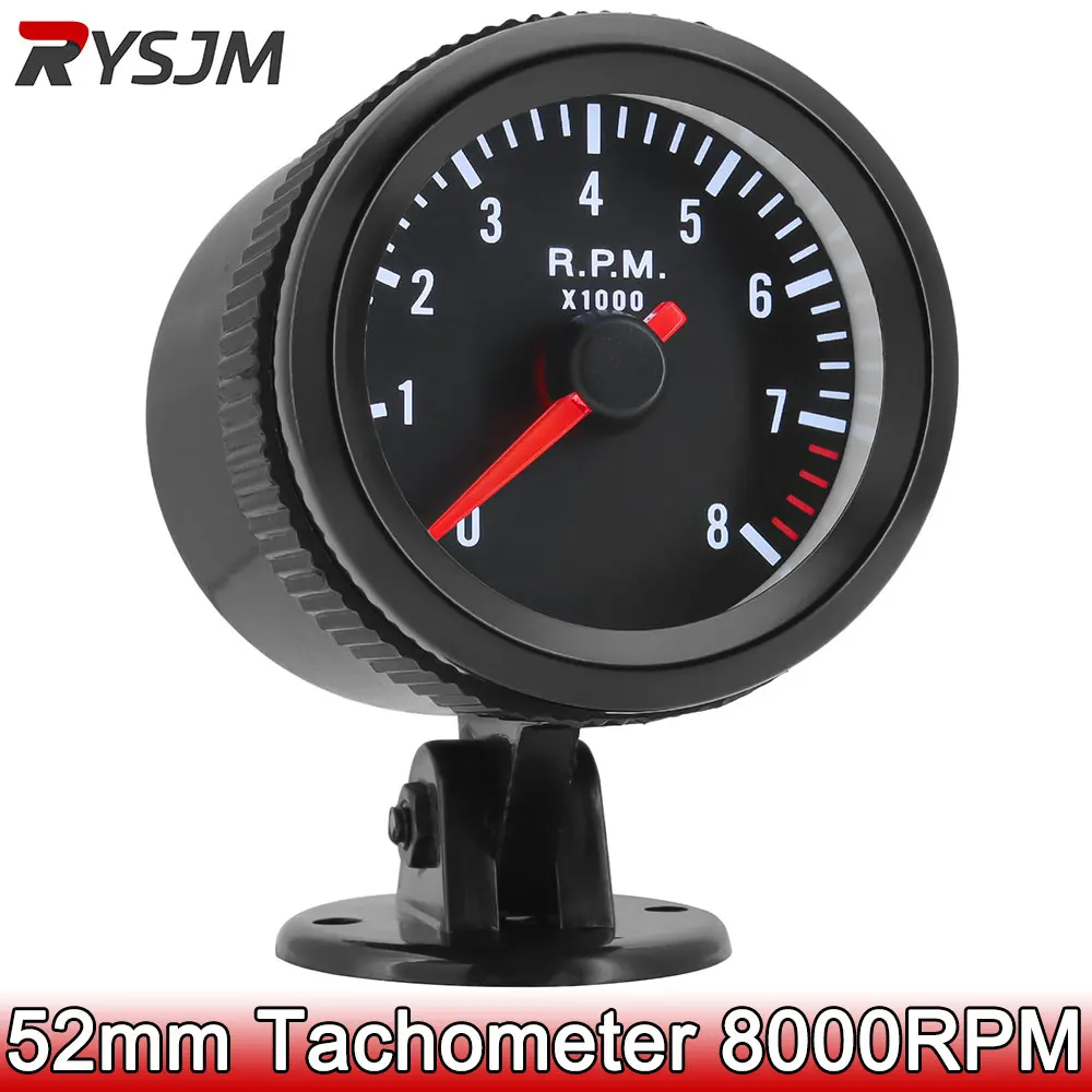 0-8000 RPM 52MM Tachometer with Gauge Holder White Backlight 2\