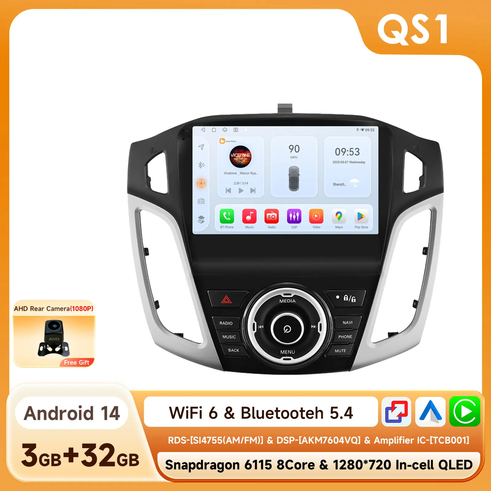 4G-Lte Carplay 2din Android Autoradio Multimedia Videospeler Voor Ford Focus 3 2011 - 2019 Mk3 Navigatie Gps Stereo Headunit Bt