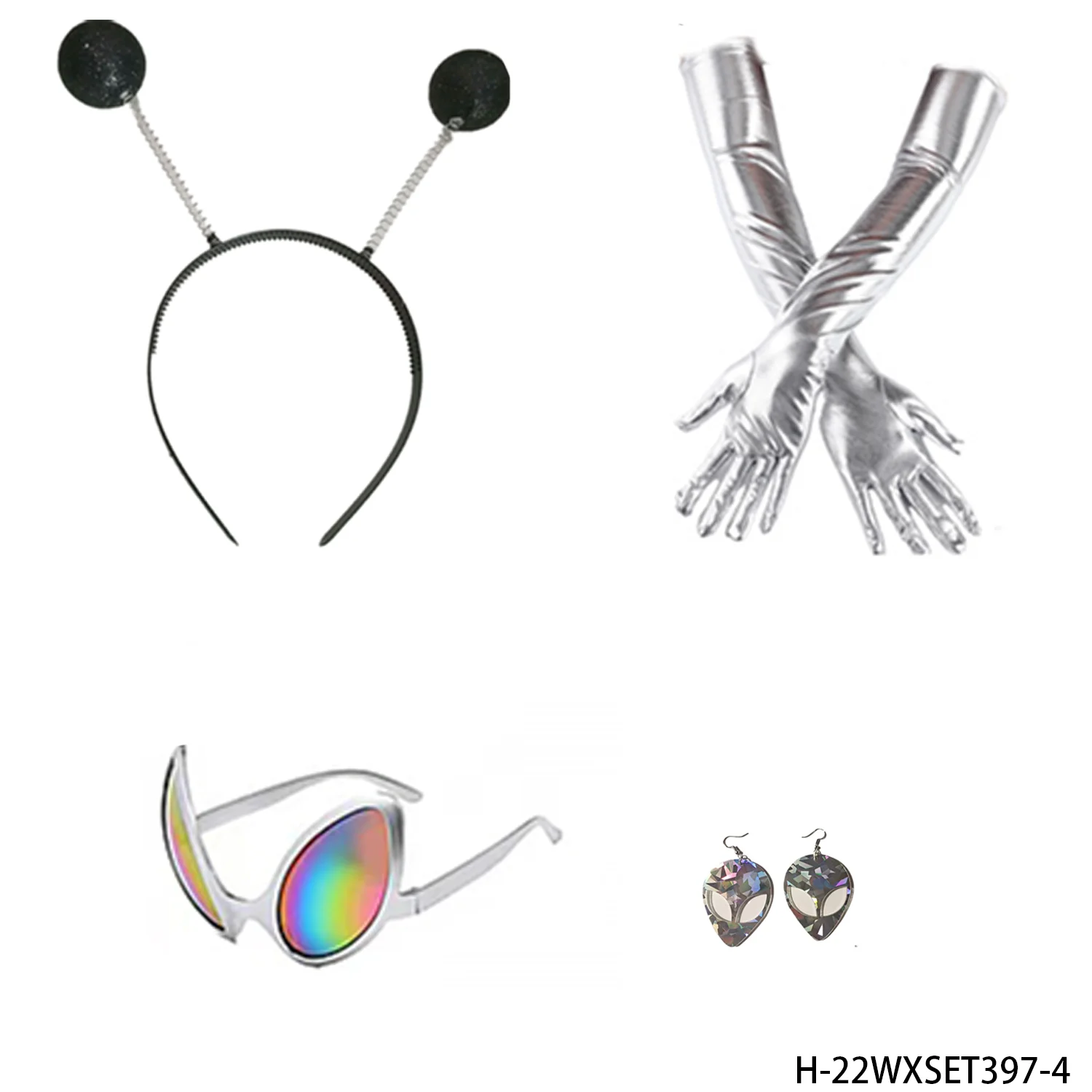 PESENAR "Acessórios de fantasia com tema alienígena: tiaras futuristas, óculos e punhos de braço, ideais para cosplay de festa de ficção científica".