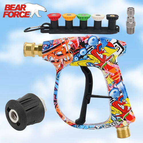 Pistola de agua para lavadora a presión, conector de manguera de limpieza de coche para boquillas de conector rápido Karcher Nilfisk Parkside Bosch